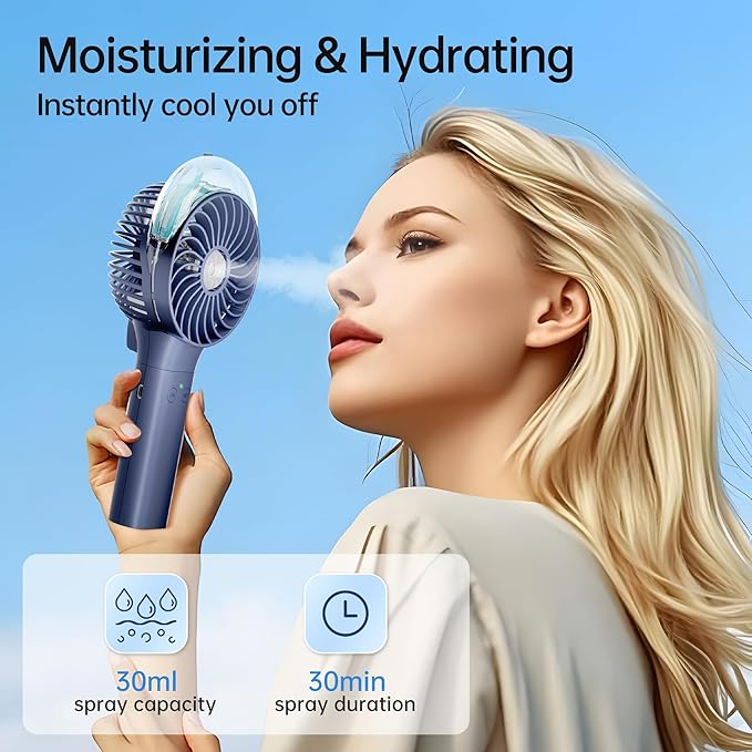 PANERGY Handheld Misting Fan with Mister, Mothers Day Gifts for Mom, Birthday Gifts for Girls Women Men, Mini Portable Cooling Fan Rechargeable, Essentials for Travel Beach Vacation Cruise 2026 New
