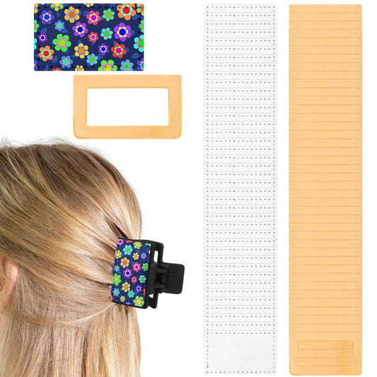ZhouBoat 40 Pack Thin Hair Claw Clips Cover Sublimation Square Claw Clips Cover Blanks 1.8 inch PU Leather for Thin Hair Including 40 Pcs Strong Double-sided Adhesive, NO Clip Included