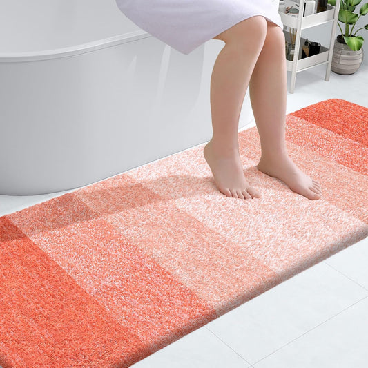 OLANLY Bathroom Runner Rug - Extra Soft Microfiber, Quick-Dry, Washable | 70x24 Inches, Coral Color