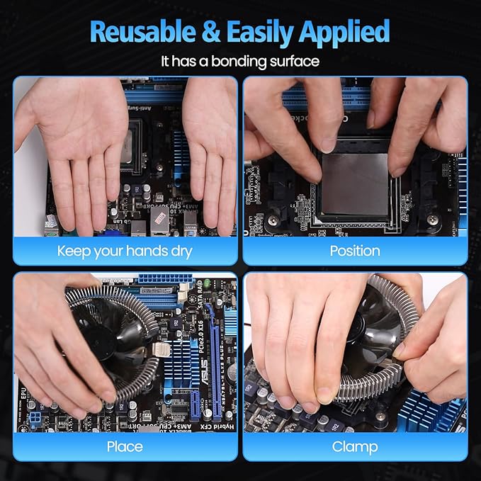 Graphene Thermal Pad 0.2mm, High-Performance Thermal Interface Material for GPU, CPU, PS5, Xbox, Laptop Heatsinks – 50×50mm Reusable Pad