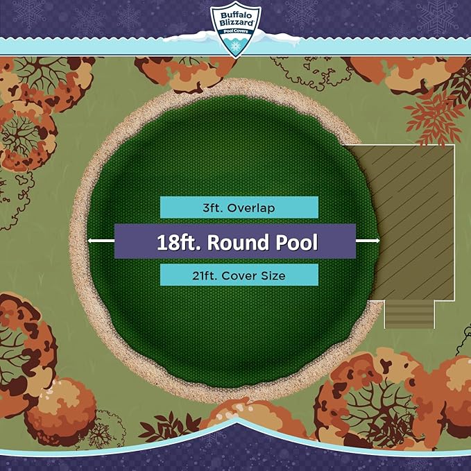 Buffalo Blizzard 18 ft Round Pool Leaf Net | Mesh Pool Net Cover | Leaf Net for Above Ground Pool | Easily Remove Leaves and Debris from Your Winter Cover | 3 Ft of Overlap | Winch & Cable Included