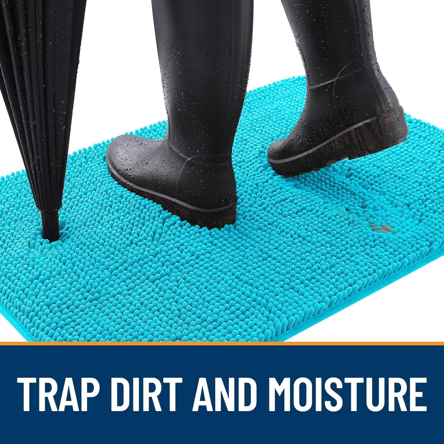 OLANLY Dog Door Mat - Absorbent Non-Slip Washable Doormat for Muddy Paws | 44x24 Aqua Blue