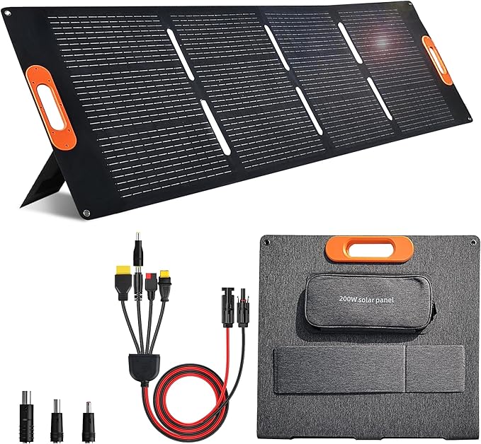 200 Watt Solar Panel,200W Solar Panel,for Power Station Generator,Charger with MC4 Output,3-in-1 DC Connector,23.5% High Efficiency for Outdoor Camping RV Travel(200W)