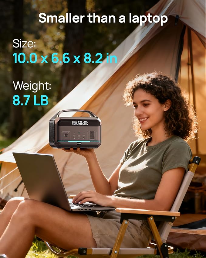 Portable Power Station 1200W Surge, 288Wh LiFePO4 Battery Solar Generator, Power Bank with 600W AC Outlet 110V, PD 100W Output Fast Charging for Outdoors Camping, Home Emergency, Hunting Blackout