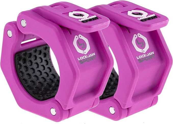 Lock-Jaw Barbell Collars Sport Olympic Barbell Clamps 2 Pcs – Heavy Duty Bar Clamps for 2” & 50mm Olympic Bars – Secure Weight Bar Clamps for Strength Training & Home Gym Accessories – Purple