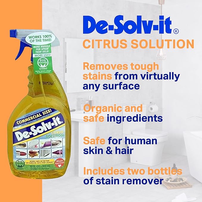 Orange-Sol De-Solv-It Citrus Solution â Multi-Surface Cleaner & Degreaser, Removes Sticky Residue, Oil & Grease, 33 oz (Pack of 2)