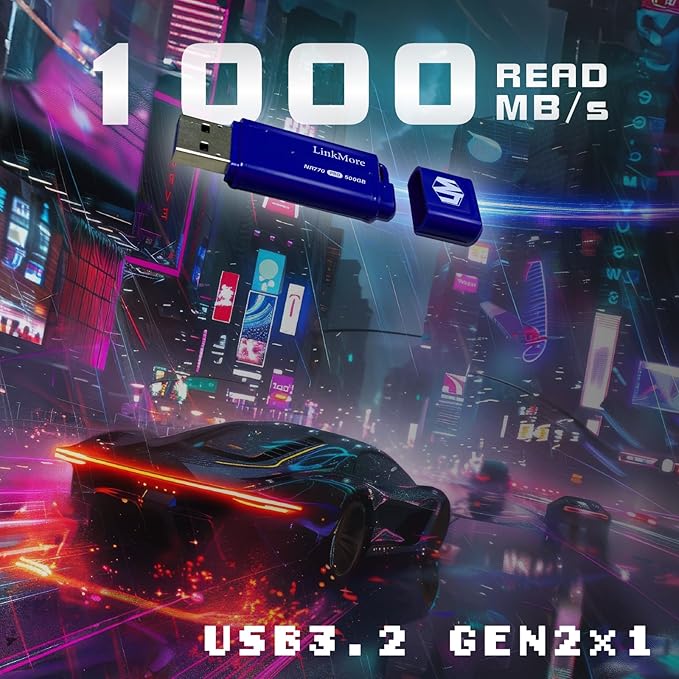 LinkMore NR770 500GB USB 3.2 Gen2 Flash Drive, Read up to 1000MB/s, Write up to 800MB/s, Thumb Drive
