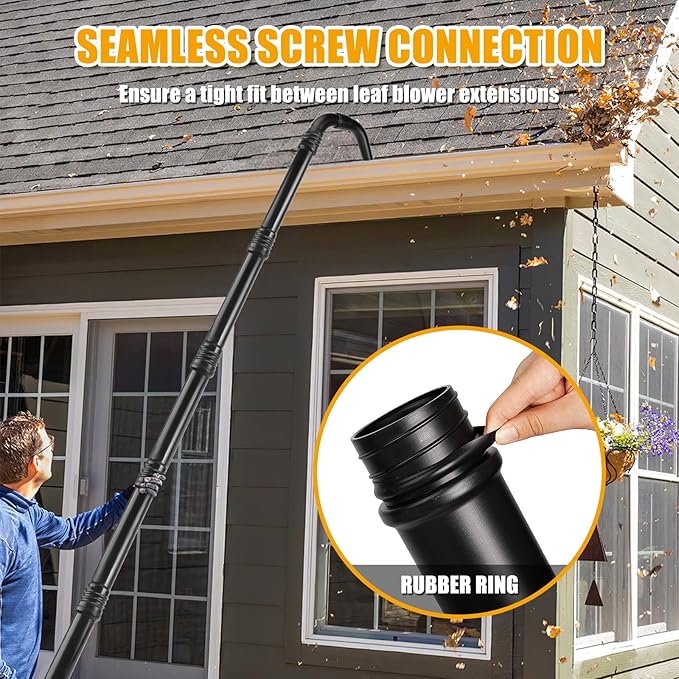 Zipcase Gutter Cleaning Kit - 9.25 ft Safe, with 360Â° Adjustable Nozzle, Ground-Level Leaf Blower Gutter Attachment Compatible with EGO 530CFM / 580CFM / 575CFM / 650CFM/ 615CFM/LBX6000 Leaf Blowers