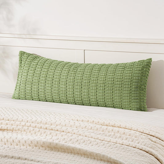 MIULEE Sage Green Long Body Lumbar Pillow Cover - Soft Boho Decor for Couch & Sofa | 14x36 Inch