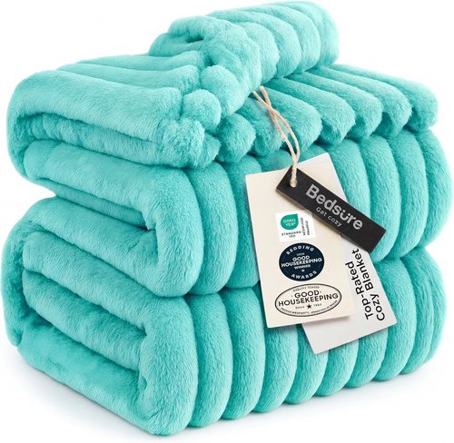Bedsure GentleSoft Blue King Size Blanket - Cozy Fleece Throw for Women | 108x90 Inches, Ideal Birthday Gift