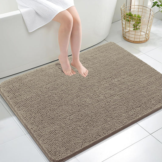 OLANLY Large Bathroom Rugs - Extra Soft Chenille Bath Mats | Quick Dry, Machine Washable, 40x32, Warm Taupe