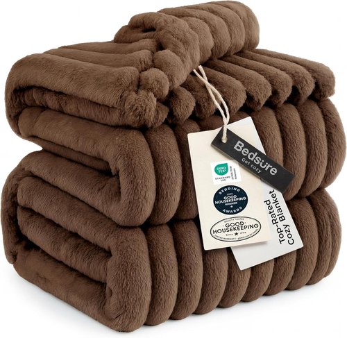 Bedsure GentleSoft Fleece Blanket - Cozy Brown Throw for Couch, Perfect for Women & Girls, 108x90 Inches