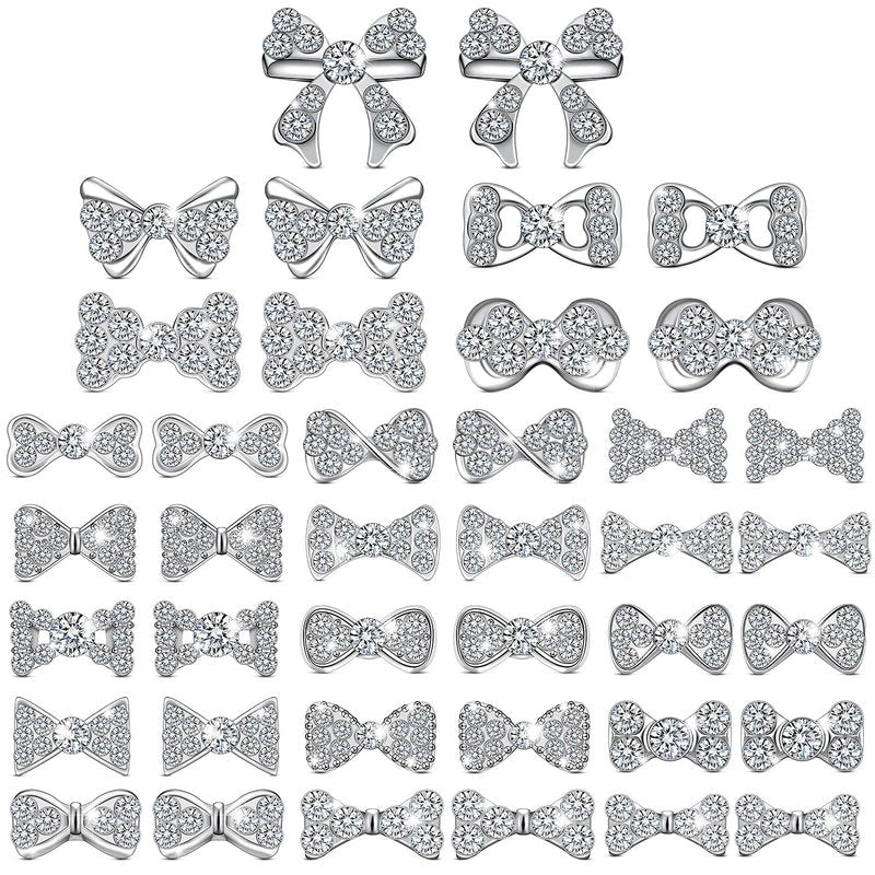 Maitys 40 Pieces 3D Bow Nail Charms Bow Nail Decals Art Decoration for Women DIY 20 Styles