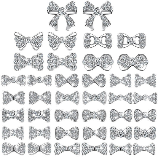 Maitys 40 Pieces 3D Bow Nail Charms Bow Nail Decals Art Decoration for Women DIY 20 Styles