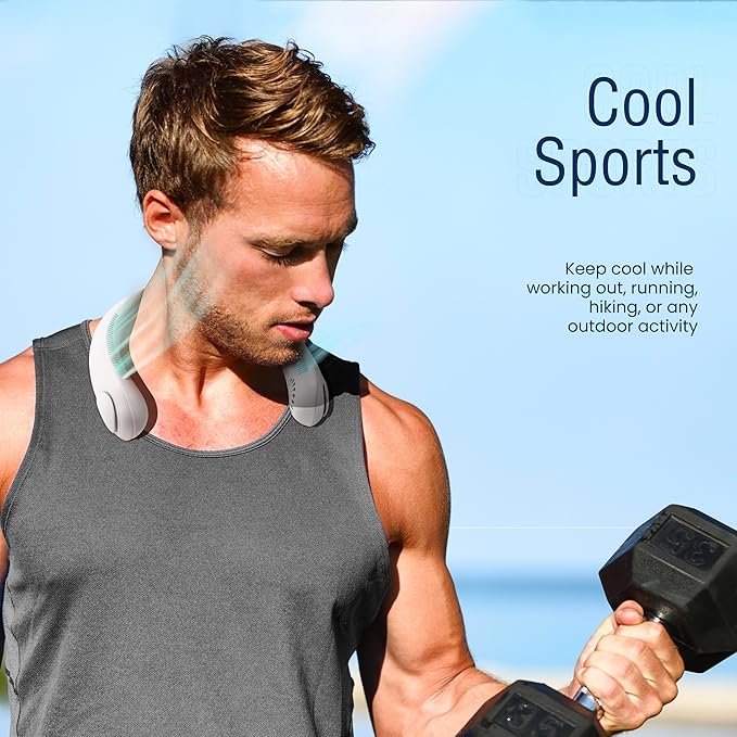 NEXAIR Portable Neck Fan Hands Free Cooling Lightweight Bladeless Neck Fan, 3 Speeds, 2400mAh Battery, 5H Runtime White