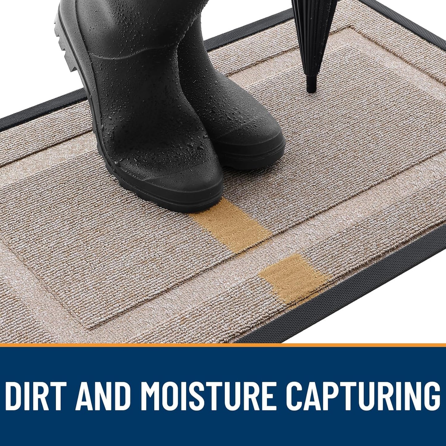 OLANLY Indoor Outdoor Front Door Mat - Waterproof All-Season Doormat, Easy Clean, 29.5x17, Camel