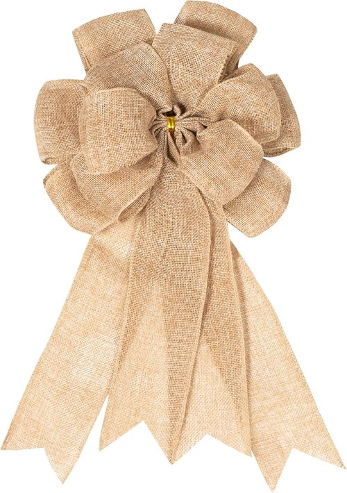 Large Bow for Wreath - 14.9 x 9 Inches Burlap Rustic Tree Topper | Farmhouse Home Decor