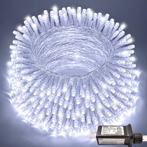 JMEXSUSS 66ft 200 LED White Christmas Lights - Connectable Twinkle String Lights for Indoor/Outdoor Decor