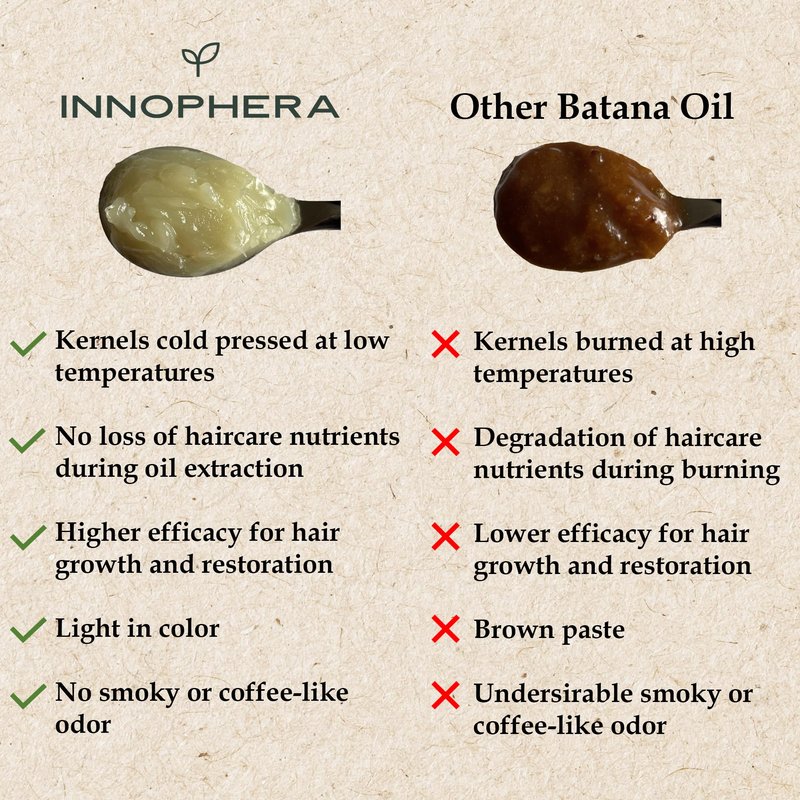 Innophera Batana Oil for Hair Growth ‒ Cold Pressed with No Smoky Odor ‒ 100% Pure & Natural from Honduras ‒ Nourishes, Moisturizes & Restores Hair ‒ 3.4 oz.