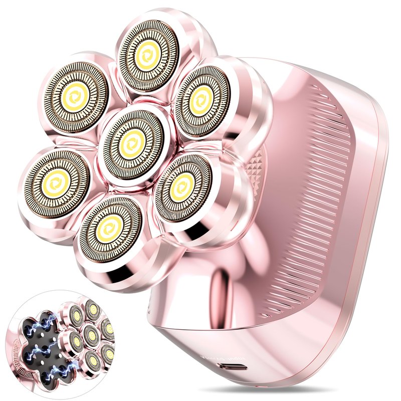 HEBECA 7D Electric Shaver for Women â Upgraded Electric Razor for Women with Rotary Floating Magnetic Head, Detachable and Waterproof, Painless Hair Remover for Legs, Bikini, Face, Sensitive Skin