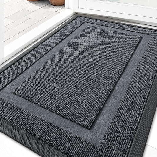 OLANLY Waterproof Front Door Mat - All-Season Indoor/Outdoor Doormat | Sturdy Natural Rubber, 29.5x17, Charcoal Gray