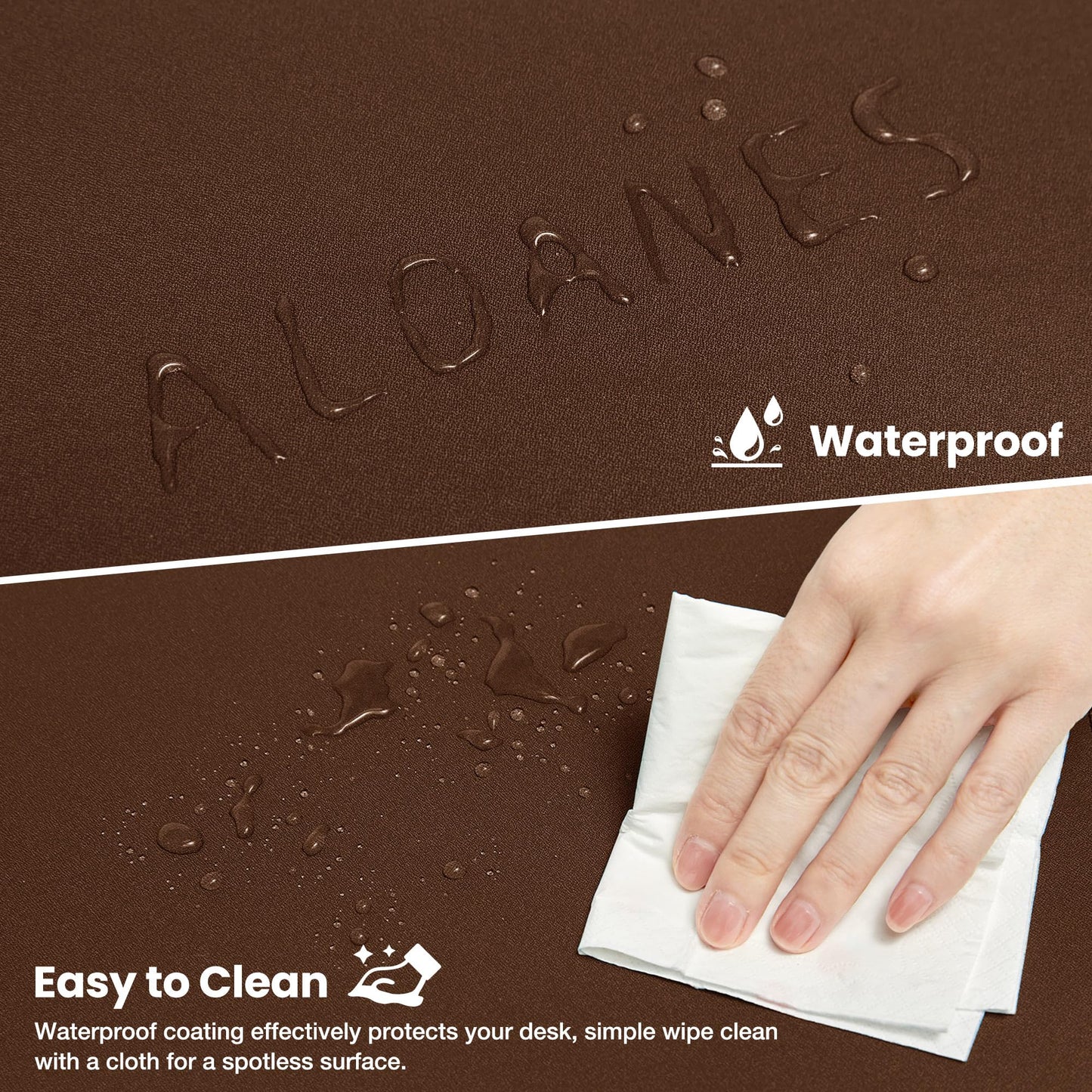 ALOANES Waterproof Mouse Pad with Durable Stitched Edge, Gaming Keyboard, Non-Slip Rubber Base Mouse Mat, Extended Desk pad for Gamer, Office& Home, Brown Mousepad 3XL(35.43"x15.74"x0.12")