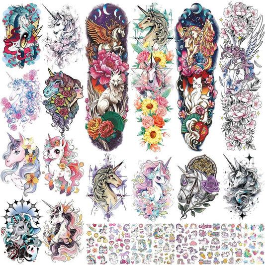 Aresvns Cute Temporary Tattoo, Cute Fake Tattoo for Women, Waterpoof Sleeve Tattoo Temporary for BBQ Pool Beach Party