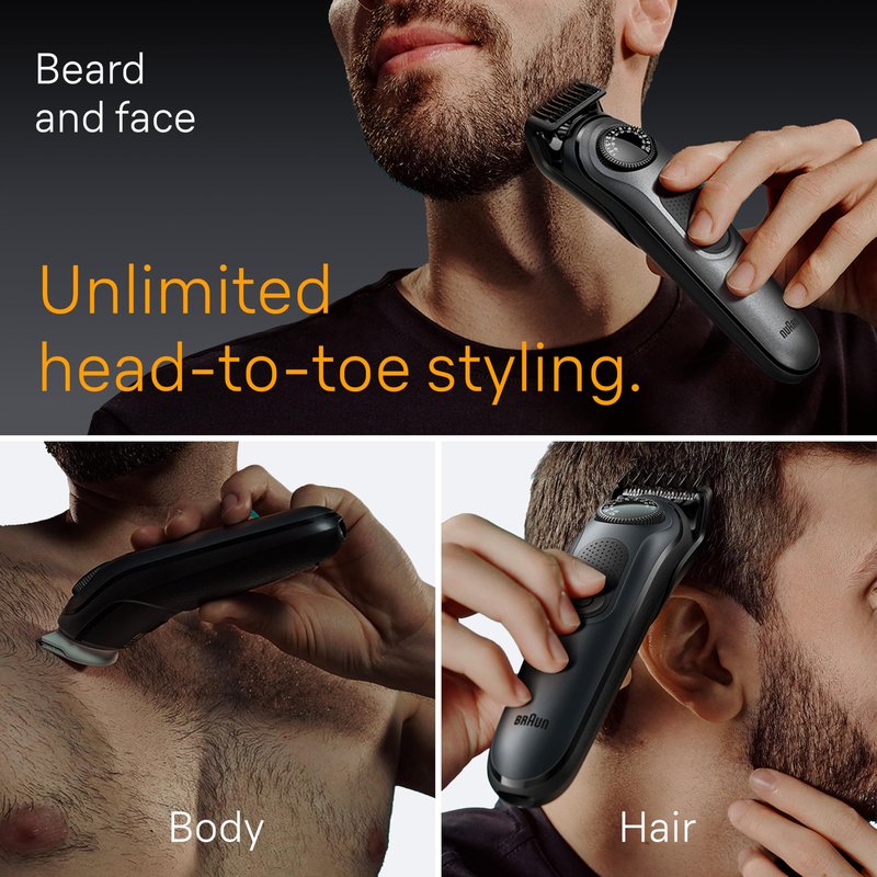 Braun All-in-One Style Kit Series 5 5471, 8-in-1 Trimmer for Men with Beard Trimmer, Body Trimmer for Manscaping, Hair Clippers & More, Ultra-Sharp Blade, 40 Length Settings, Waterproof