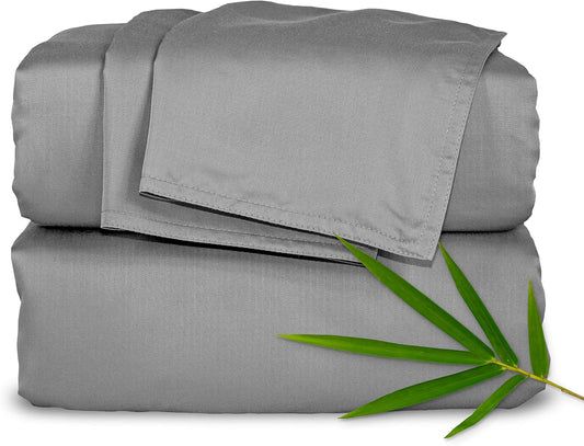Pure Bamboo Twin XL Sheets - Luxuriously Soft & Cooling 100% Organic Viscose Bed Set | Stone Grey