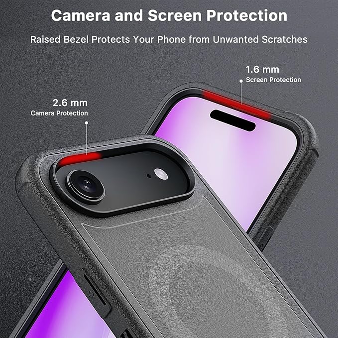 M MYBAT PRO for iPhone Air Case with Belt Clip Holster,[Compatible with Magsafe] w/Screen Protector,Anti-Drop,Shockproof,w 360°Rotating Kickstand,Heavy Duty Protection (Blue) (Black)