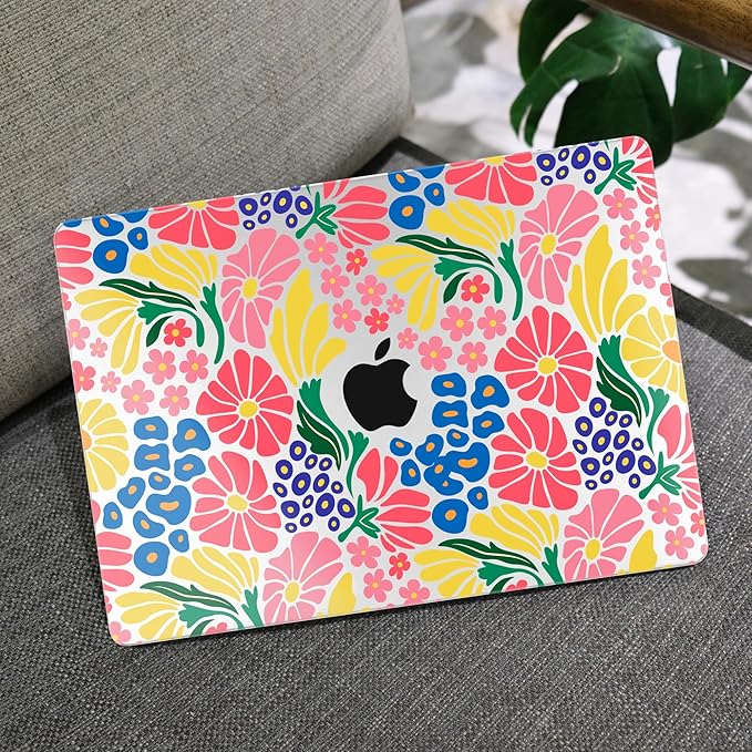 MEEgoodo for M5/M4/M3/M2 MacBook Air 15 inch Case 2026 2025 2024 2023, Case Fit Model (A3448/A3241/A3114/A2941) for MacBook Air 15.3 inch, Groovy Flower