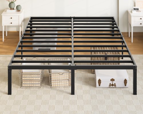 Allewie Queen Bed Frame, 14 inch Metal Platform Beds with Storage Space, No Box Spring Needed and Easy Assembly, Black