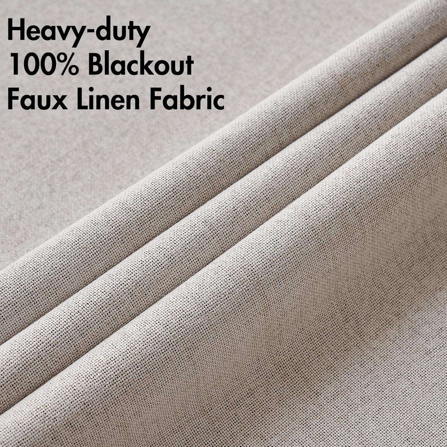MIULEE Blackout Linen Textured Curtains - Thermal Insulated Room Darkening Drapes, Ivory, 42 x 90 Inch (2 Panels)