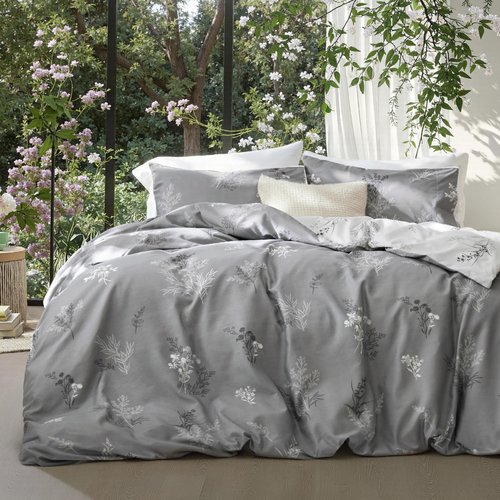 Bedsure Duvet Cover King Size - Reversible Floral Duvet Cover Set with Zipper Closure, 3 Pieces Grey Bedding Set with 8 Corner Ties and 2 Pillowcases 20"x36"