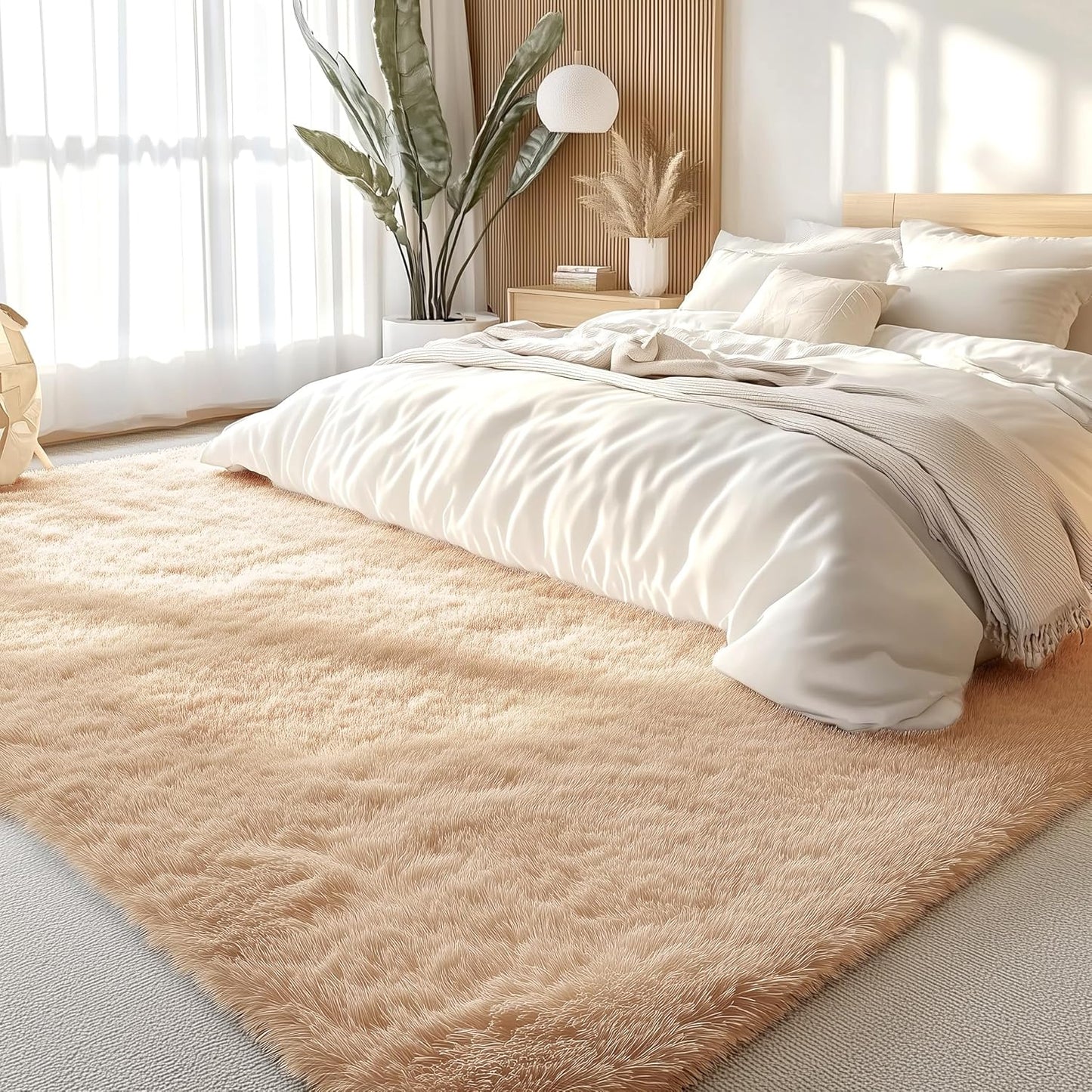 OLANLY Large Area Rug - Soft Fluffy Shaggy Carpet for Living Room & Bedroom | 8x10, Beige