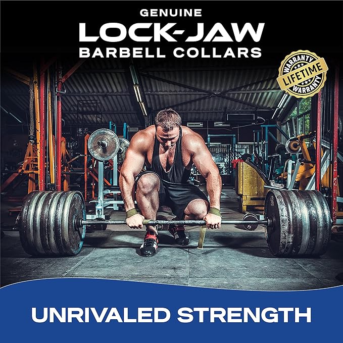 Lock-Jaw PRO 2 Barbell Collars Olympic Barbell Clamps 2 Pcs – Heavy Duty Bar Clamps for 2” & 50mm Olympic Bars – Secure Weight Bar Clamps for Strength Training & Home Gym Accessories – Black