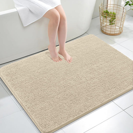 OLANLY Large Bathroom Rugs - Extra Soft Chenille Bath Mats | Quick Dry, Machine Washable, 40x32, Sand