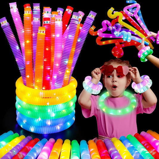 UrChoice Glow Sticks - 16PCS LED Pop Tubes Party Favors | Glow Necklaces & Bracelets for Imaginative Play