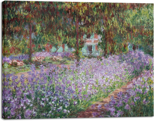 Wieco Art Canvas Print - Irises in Monet's Garden by Claude Monet | Impressionist Artwork for Home Decor