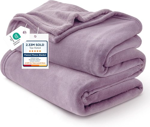 Bedsure GentleSoft Fleece Blanket - Lightweight Plush Cozy Twin Size Fog Purple, 60x80 Inches