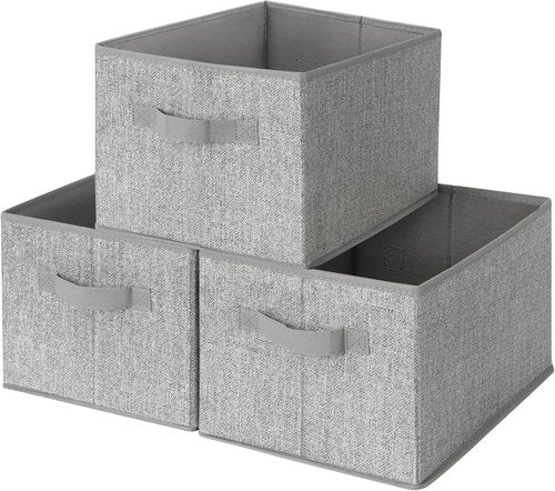 Granny Says Storage Baskets - Medium Gray Fabric Organizers with Handles | 3-Pack Closet Storage Bins