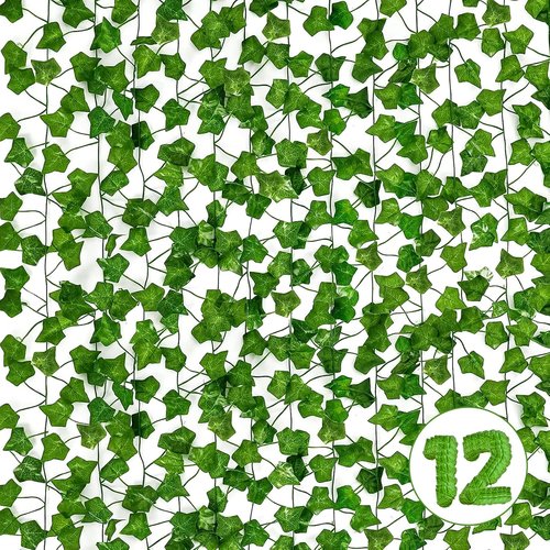 HXWEIYE Fake Vines - 12 Pack Artificial Ivy Greenery Garland for Aesthetic Room Décor | Indoor/Outdoor Use