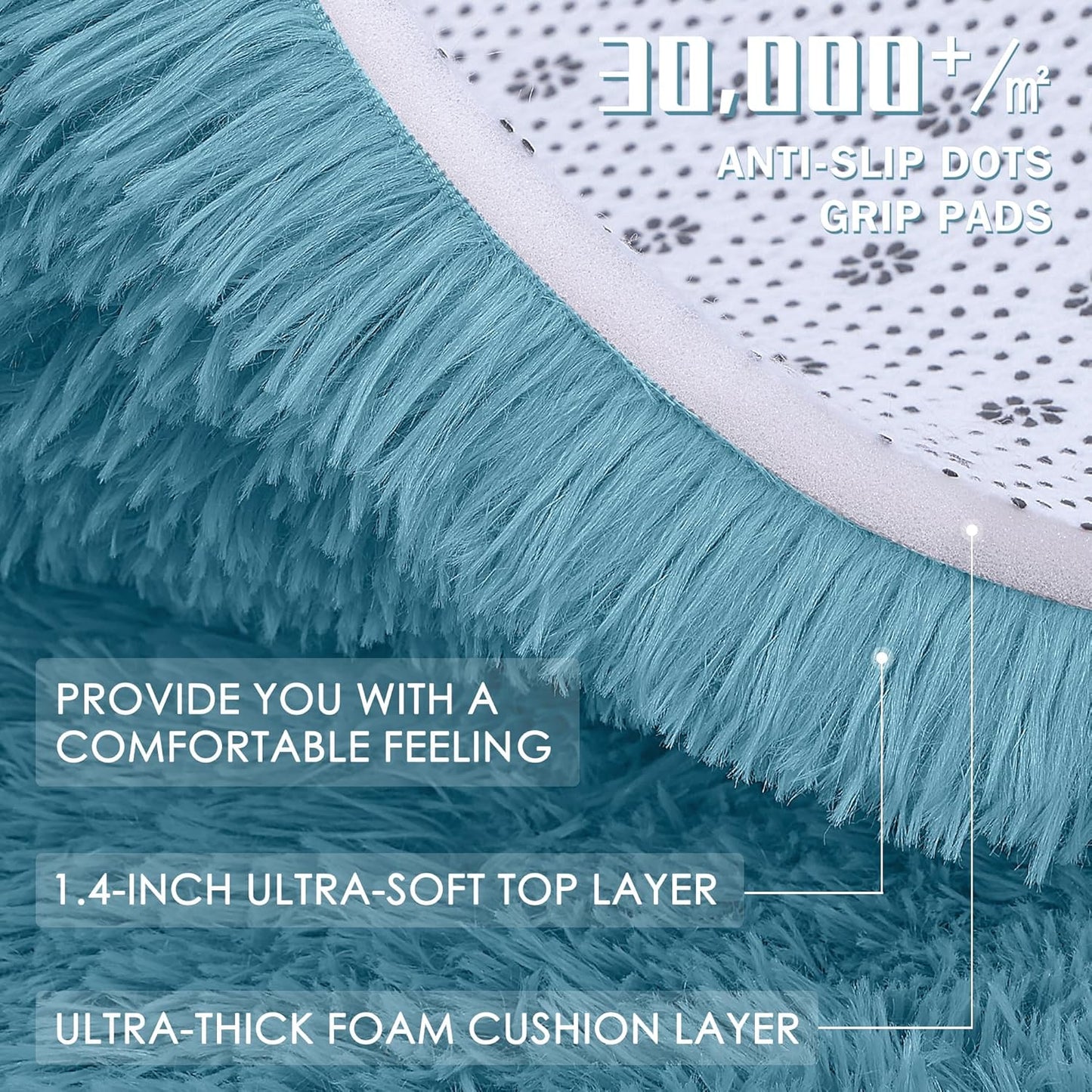 OLANLY Large Area Rug - Soft Fluffy Shaggy Carpet for Living Room & Bedroom | 6x9 Slate Blue