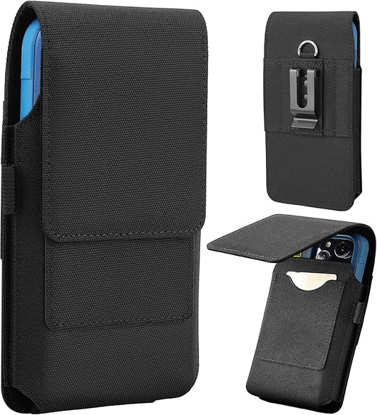 BECPLT Nylon Holster Compatible with Galaxy S25 Ultra S24/S23/S22/S21/S20 Ultra A17 A16 Motorola Moto G56 G Power Black Cell Phone Belt Holder for Men