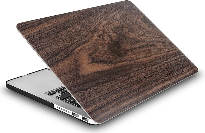 KECC Ultra Thin Case for MacBook Pro 13 inch 2026 2025-2016 Release M2 M1 Chip, Lightweight Plastic Hard Shell for MacBook Pro 13” + Keyboard Cover + Sleeve, Walnut Wood
