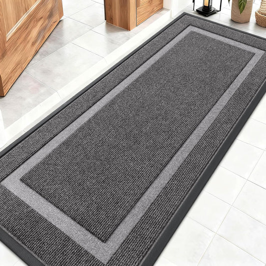 OLANLY Waterproof Front Door Mat - All-Season, Fade Resistant, Easy Clean | 59x20, Dark Grey