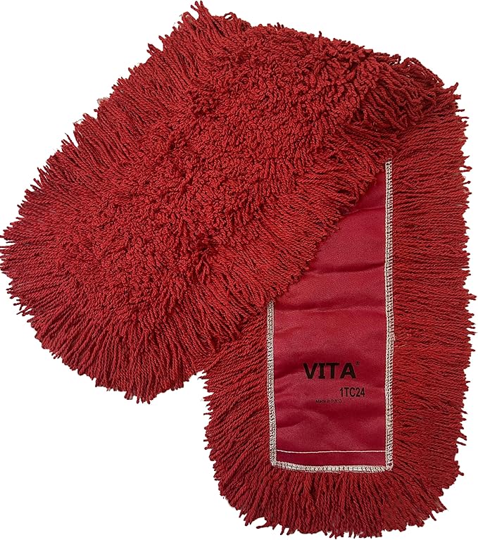 Ultimate Dust Mop Kit: Industrial-Grade Performance, Heavy-Duty Frame, Telescopic Handle - Red 24 Inch