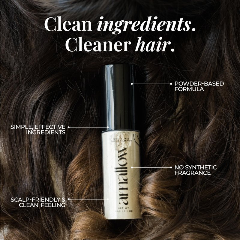 Amallow - Non Toxic Dry Shampoo Powder - With Organic Ingredients - Arrowroot, Bentonite Clay, Aloe Vera, & Essential Oils - No Talc, No Aerosol - Men & Women - Great For Travel