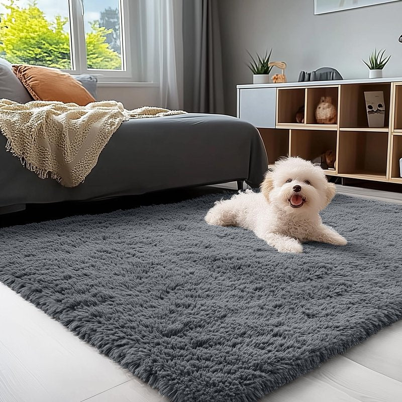 OLANLY 4x10 Area Rugs for Living Room Bedroom, Machine Washable Soft Fluffy Shaggy Bedside Rug, Indoor Floor Carpet for Kids Girls and Boys, Dorms, Nursery Rooms, Home Decor Aesthetic, Grey