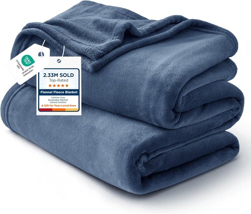 Bedsure GentleSoft Fleece Blanket - Cozy Lightweight Plush in Mineral Blue | California King Size 102x96 Inches